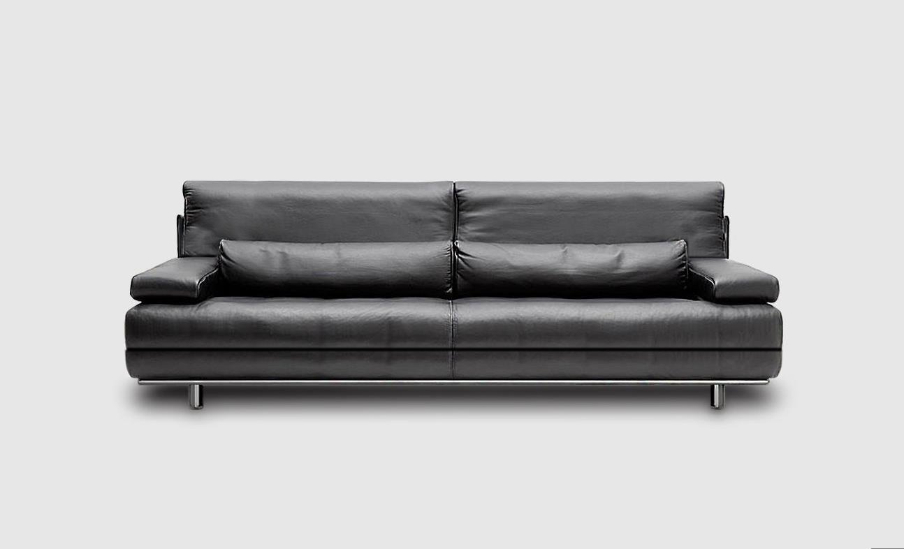 Schwarzes Sofa aus Leder mit 3 Plätze