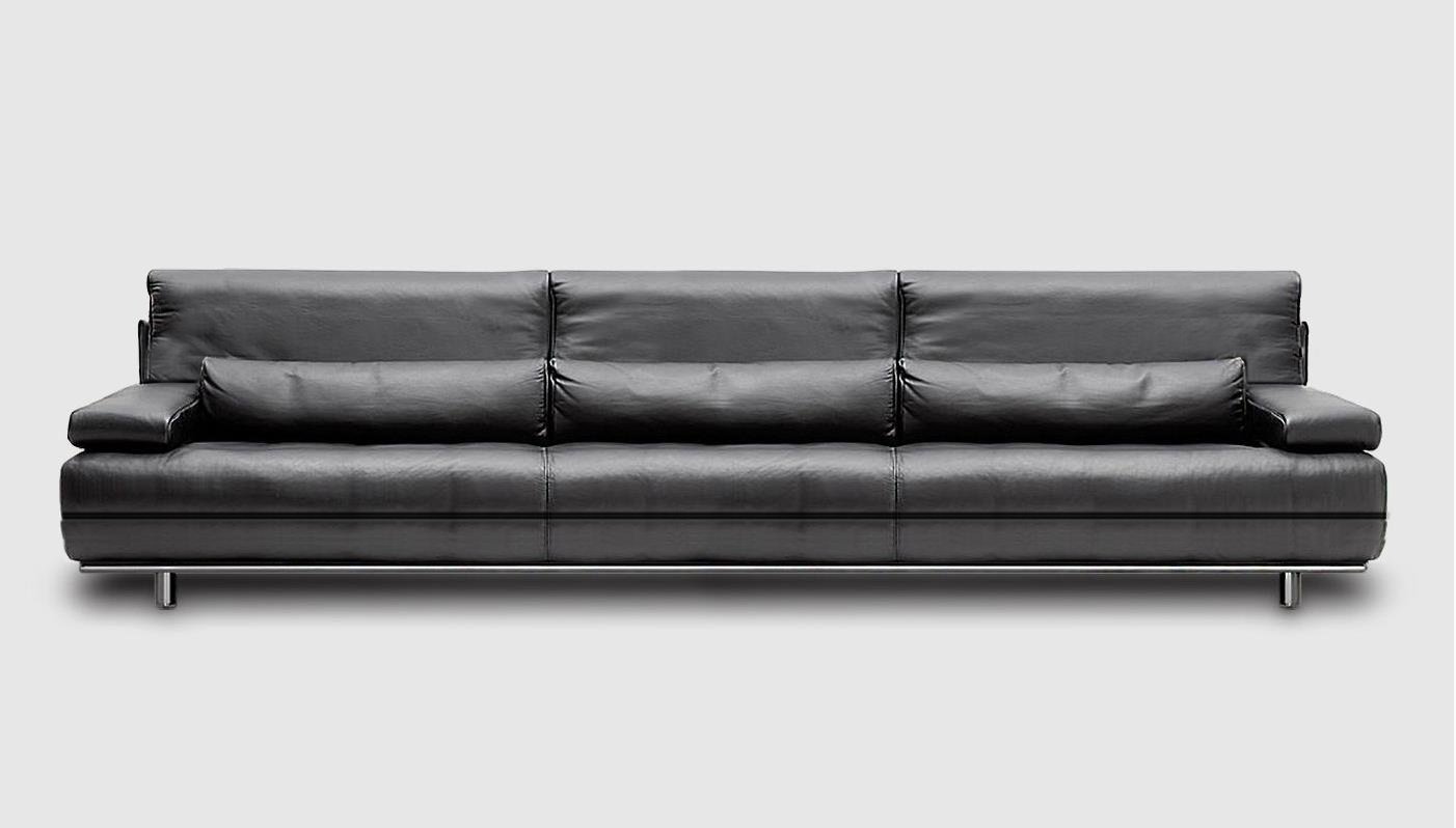 Schwarzes Sofa aus Leder mit 4 Plätze