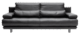 Schwarzes Sofa aus Leder mit 2 Plätze